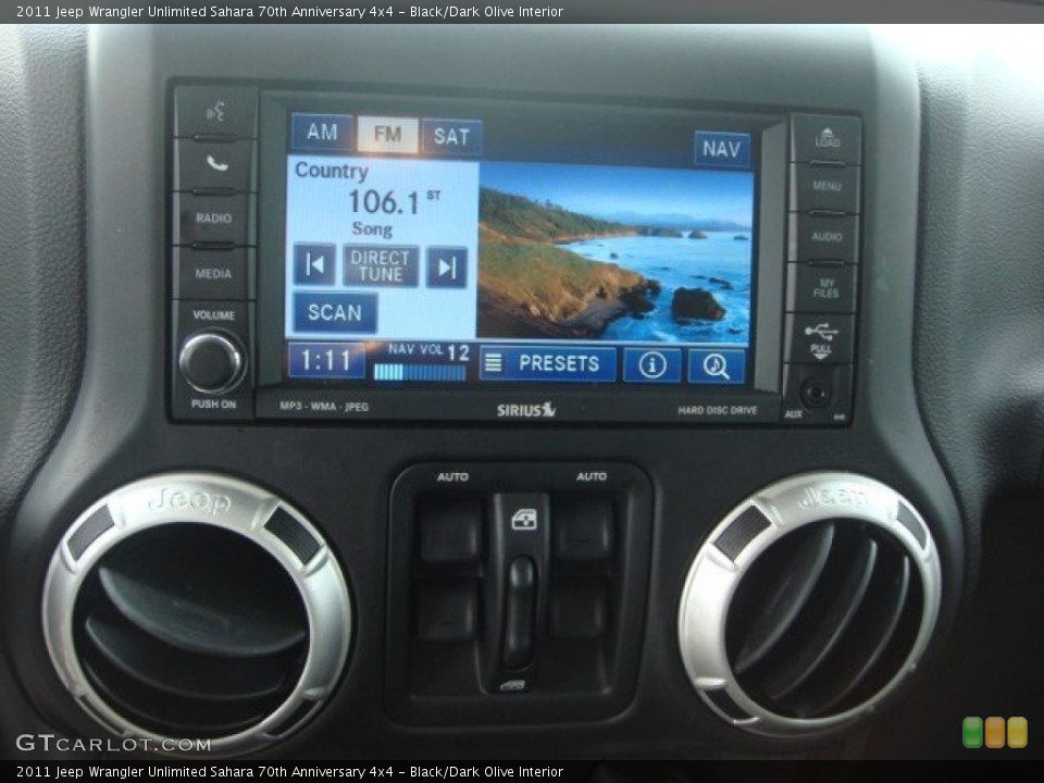 Black/Dark Olive Interior Controls for the 2011 Jeep Wrangler Unlimited Sahara 70th Anniversary 4x4 #73199843