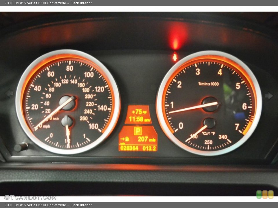 Black Interior Gauges for the 2010 BMW 6 Series 650i Convertible #73218027