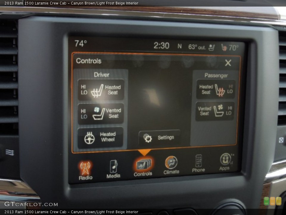 Canyon Brown/Light Frost Beige Interior Controls for the 2013 Ram 1500 Laramie Crew Cab #73250043