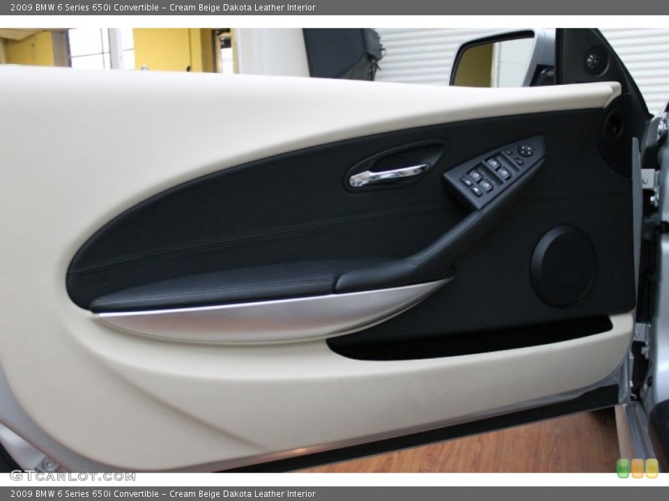 Cream Beige Dakota Leather Interior Door Panel for the 2009 BMW 6 Series 650i Convertible #73261224