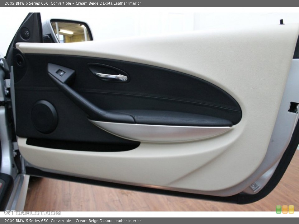 Cream Beige Dakota Leather Interior Door Panel for the 2009 BMW 6 Series 650i Convertible #73261242