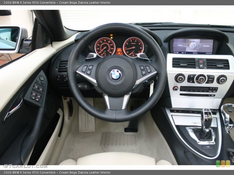 Cream Beige Dakota Leather Interior Dashboard for the 2009 BMW 6 Series 650i Convertible #73261356