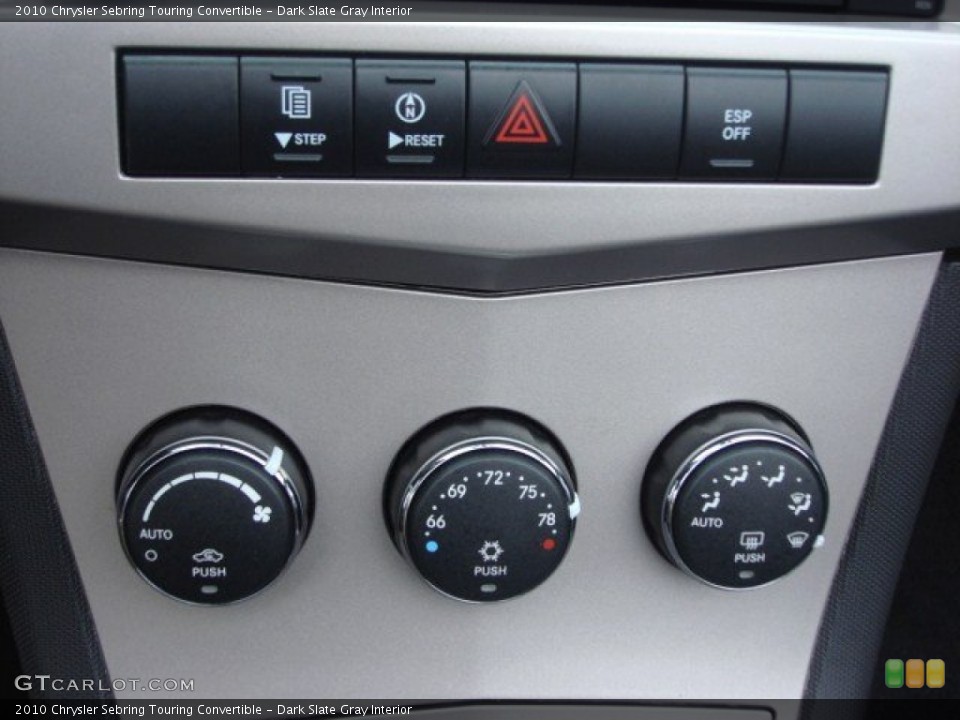 Dark Slate Gray Interior Controls for the 2010 Chrysler Sebring Touring Convertible #73282653