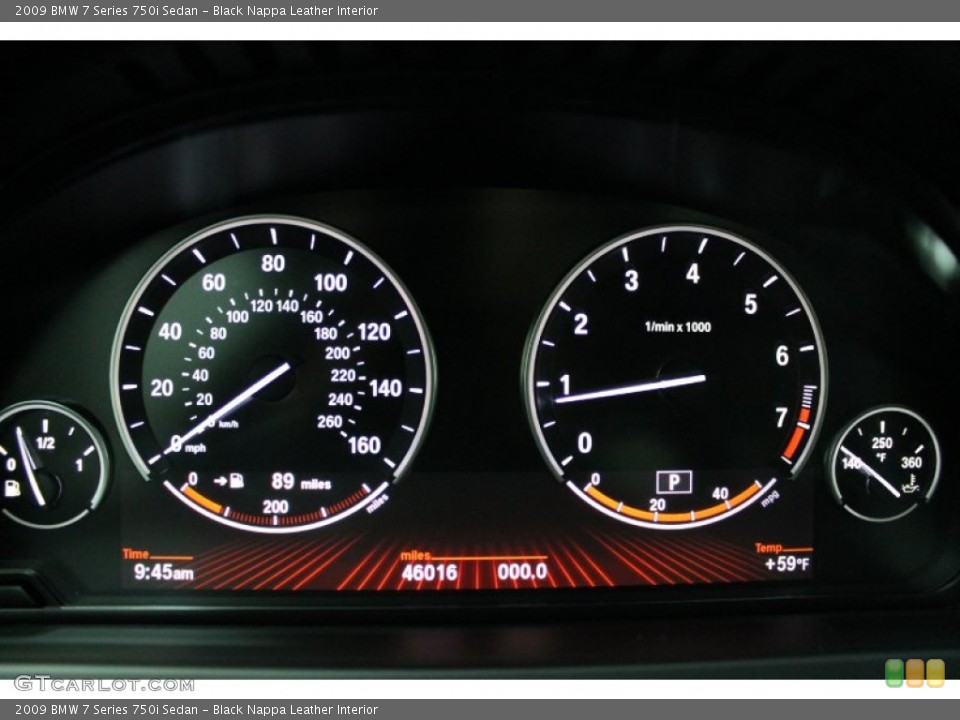 Black Nappa Leather Interior Gauges for the 2009 BMW 7 Series 750i Sedan #73355327
