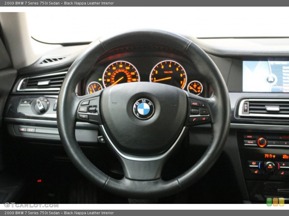 Black Nappa Leather Interior Steering Wheel for the 2009 BMW 7 Series 750i Sedan #73355378
