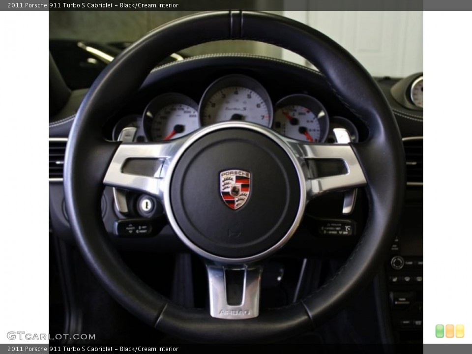 Black/Cream Interior Steering Wheel for the 2011 Porsche 911 Turbo S Cabriolet #73371773