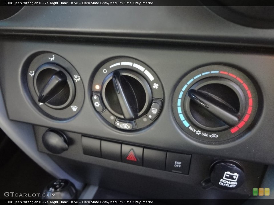Dark Slate Gray/Medium Slate Gray Interior Controls for the 2008 Jeep Wrangler X 4x4 Right Hand Drive #73403720