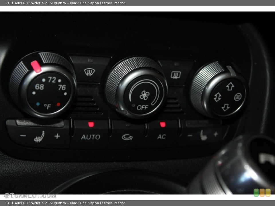 Black Fine Nappa Leather Interior Controls for the 2011 Audi R8 Spyder 4.2 FSI quattro #73405655