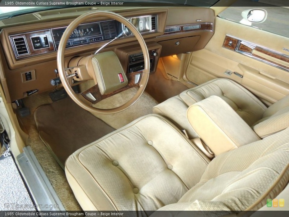 Beige Interior Photo for the 1985 Oldsmobile Cutlass Supreme Brougham Coupe #73415144