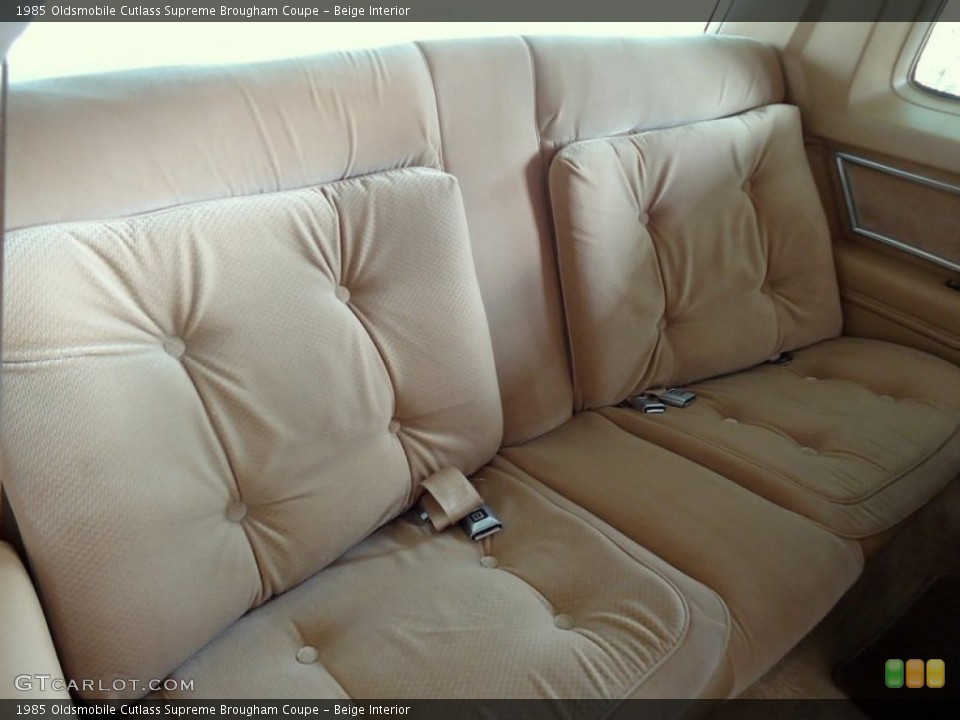Beige Interior Rear Seat for the 1985 Oldsmobile Cutlass Supreme Brougham Coupe #73415457