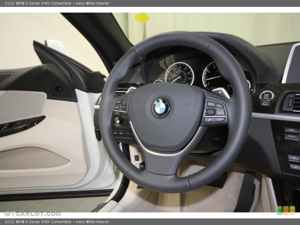 Ivory White Interior Steering Wheel for the 2013 BMW 6 Series 640i Convertible #73451558
