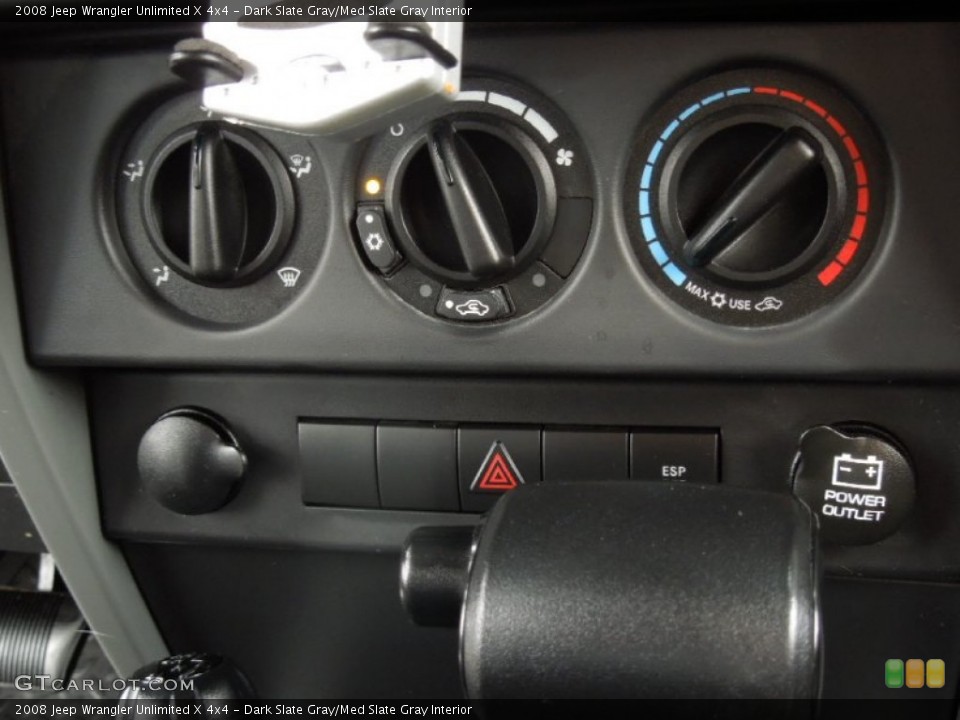 Dark Slate Gray/Med Slate Gray Interior Controls for the 2008 Jeep Wrangler Unlimited X 4x4 #73460384