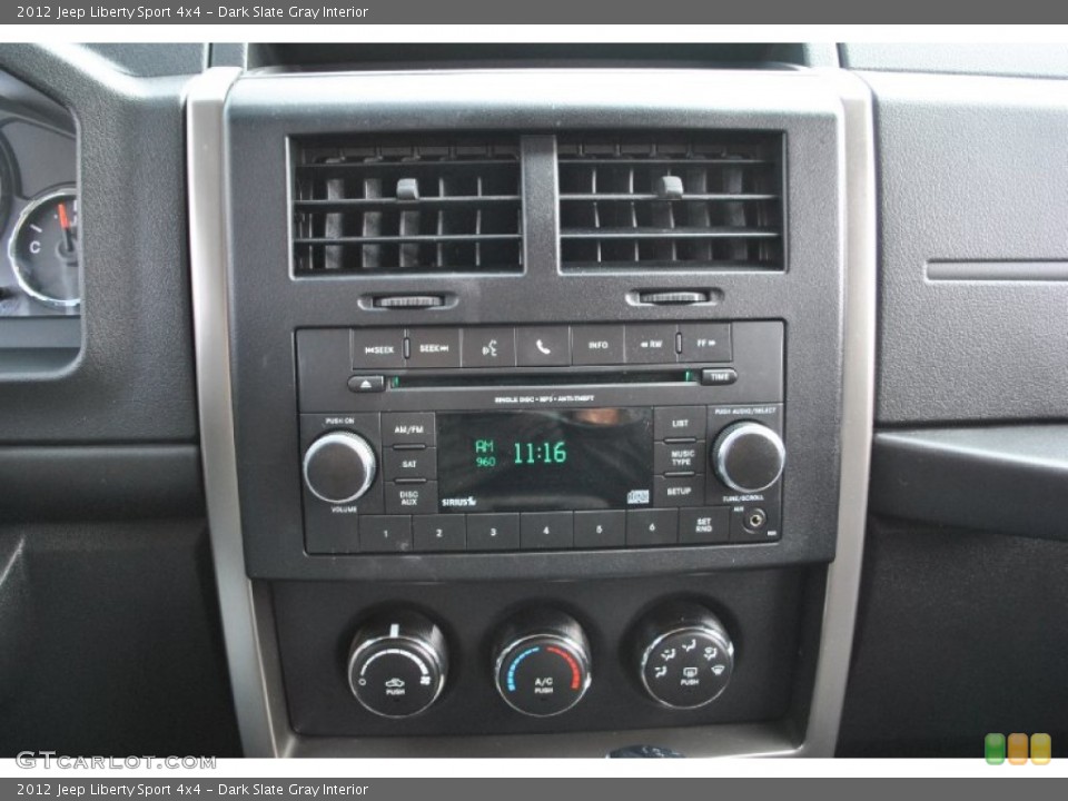 Dark Slate Gray Interior Controls for the 2012 Jeep Liberty Sport 4x4 #73555844