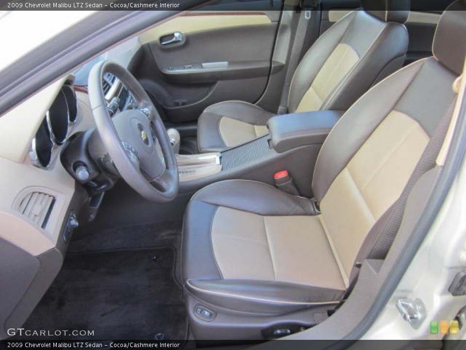 Cocoa/Cashmere Interior Front Seat for the 2009 Chevrolet Malibu LTZ Sedan #73556933