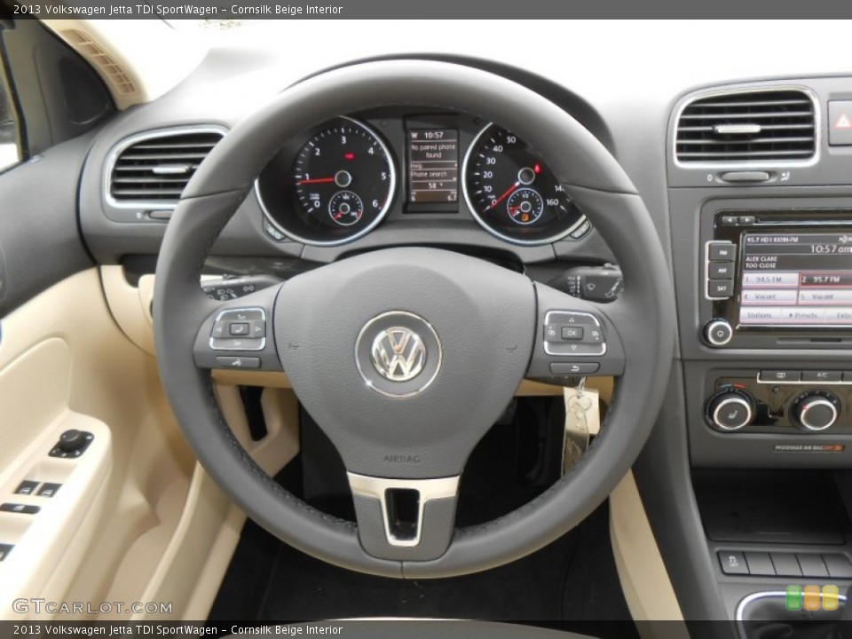 Cornsilk Beige Interior Steering Wheel for the 2013 Volkswagen Jetta TDI SportWagen #73559006