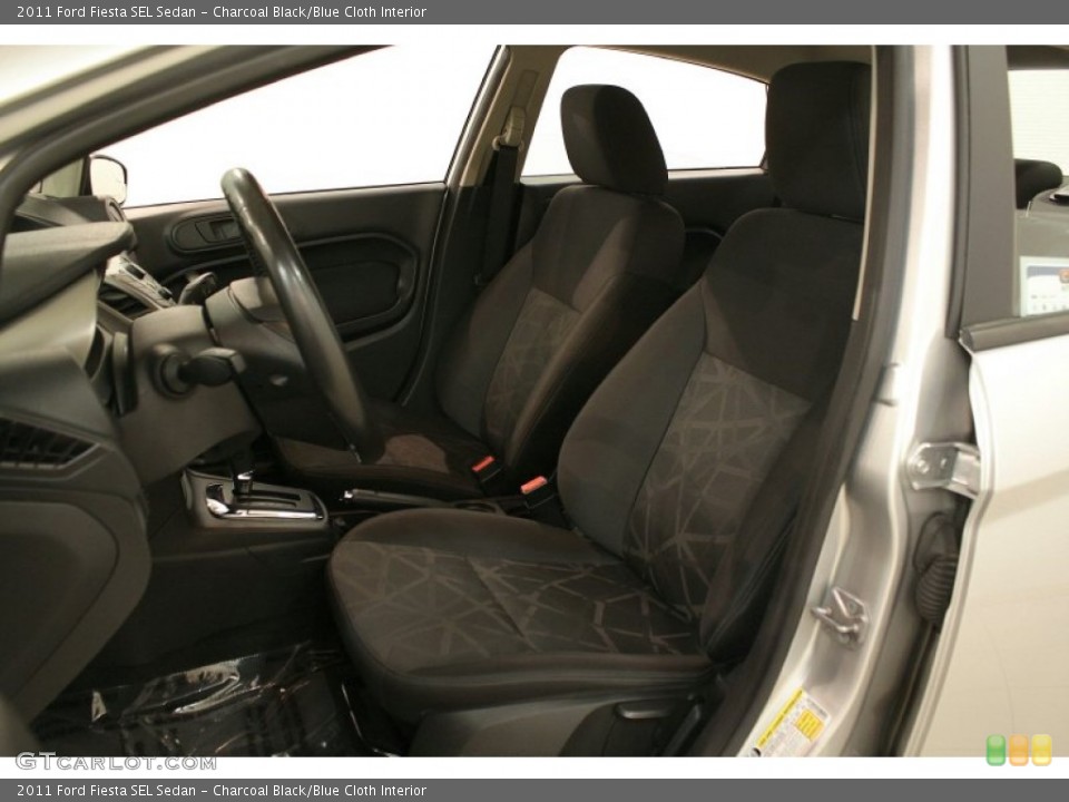 Charcoal Black/Blue Cloth Interior Front Seat for the 2011 Ford Fiesta SEL Sedan #73582542