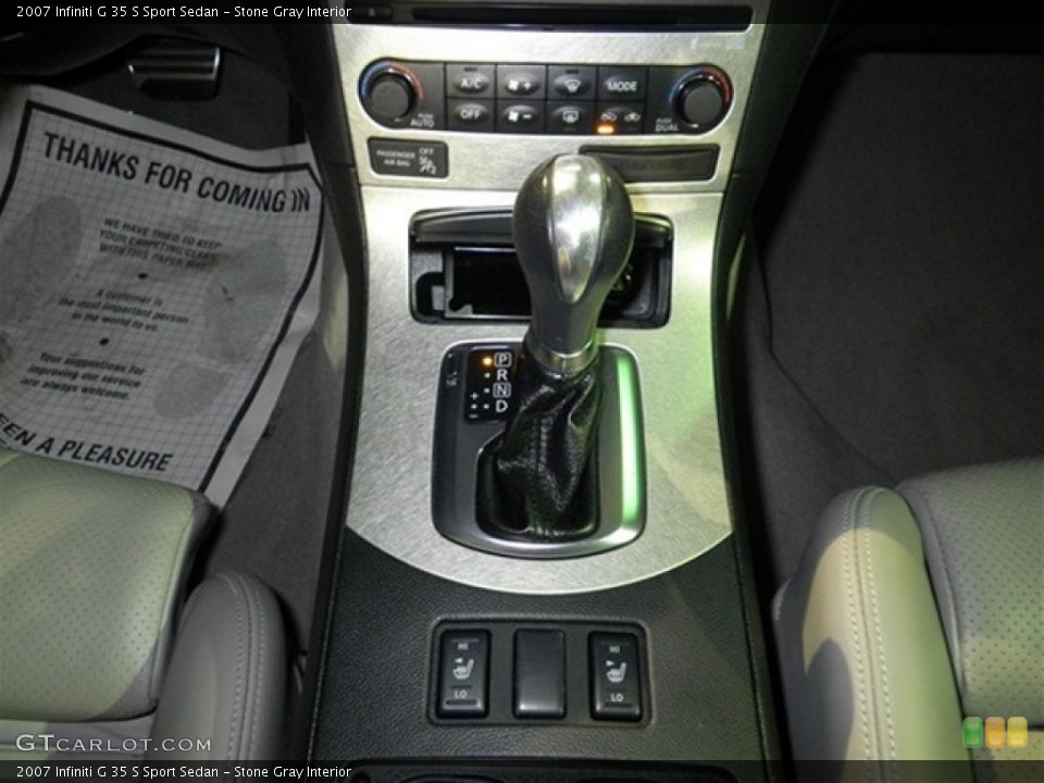 Stone Gray Interior Transmission for the 2007 Infiniti G 35 S Sport Sedan #73607654