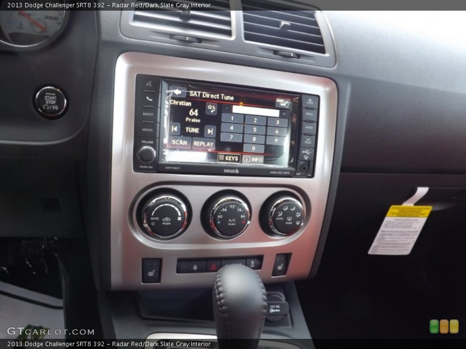 Radar Red/Dark Slate Gray Interior Controls for the 2013 Dodge Challenger SRT8 392 #73627513