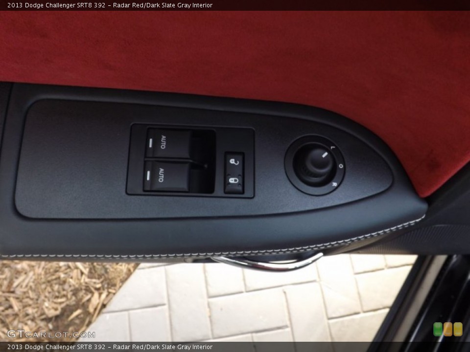 Radar Red/Dark Slate Gray Interior Controls for the 2013 Dodge Challenger SRT8 392 #73627587