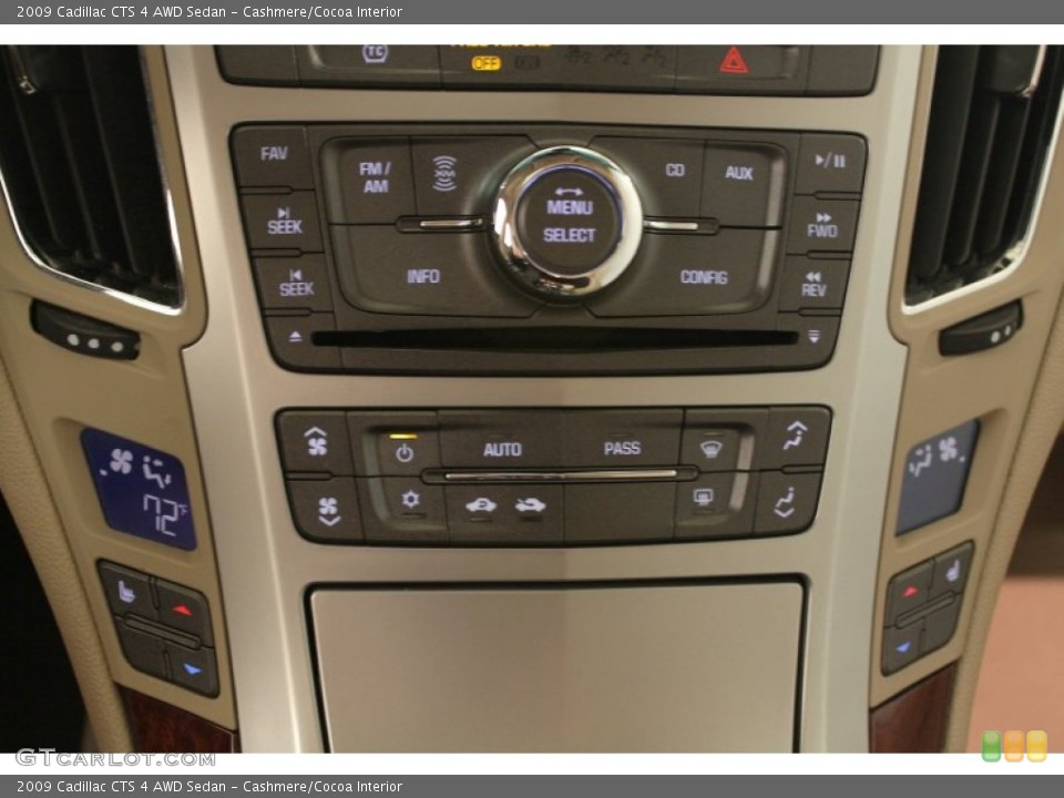 Cashmere/Cocoa Interior Controls for the 2009 Cadillac CTS 4 AWD Sedan #73630955