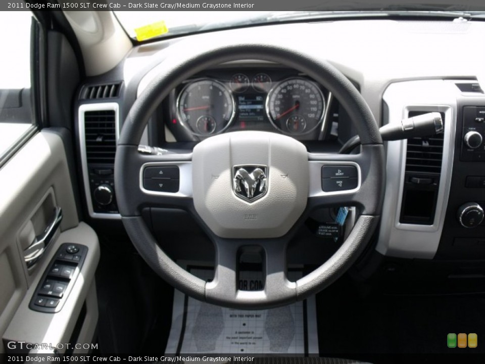 Dark Slate Gray/Medium Graystone Interior Steering Wheel for the 2011 Dodge Ram 1500 SLT Crew Cab #73640486