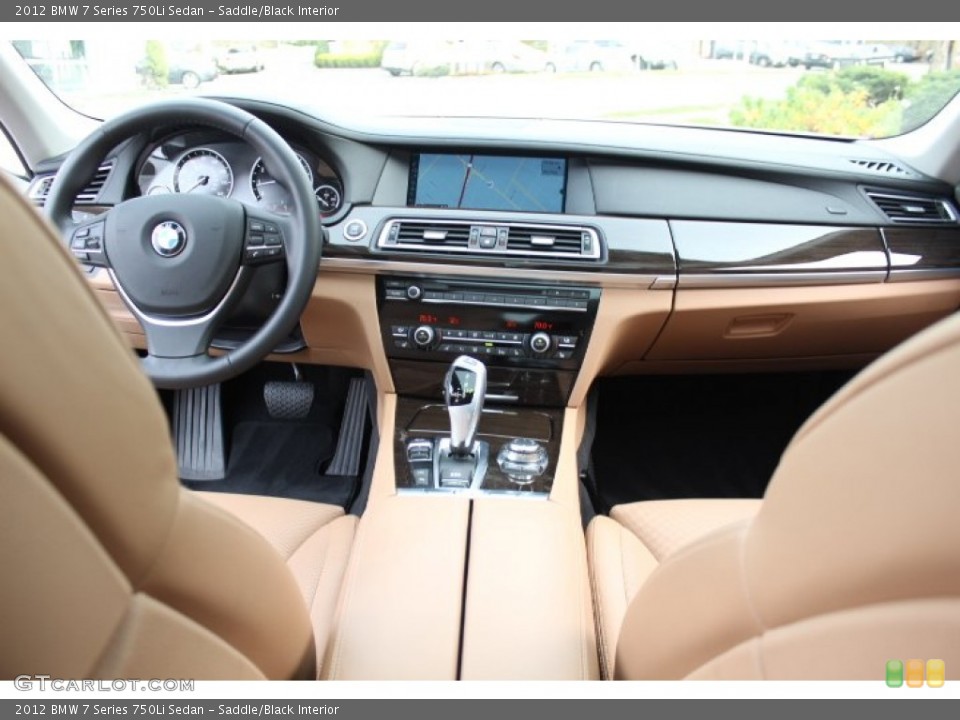Saddle/Black Interior Dashboard for the 2012 BMW 7 Series 750Li Sedan #73641422