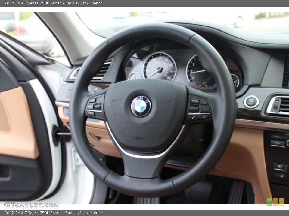 Saddle/Black Interior Steering Wheel for the 2012 BMW 7 Series 750Li Sedan #73641492