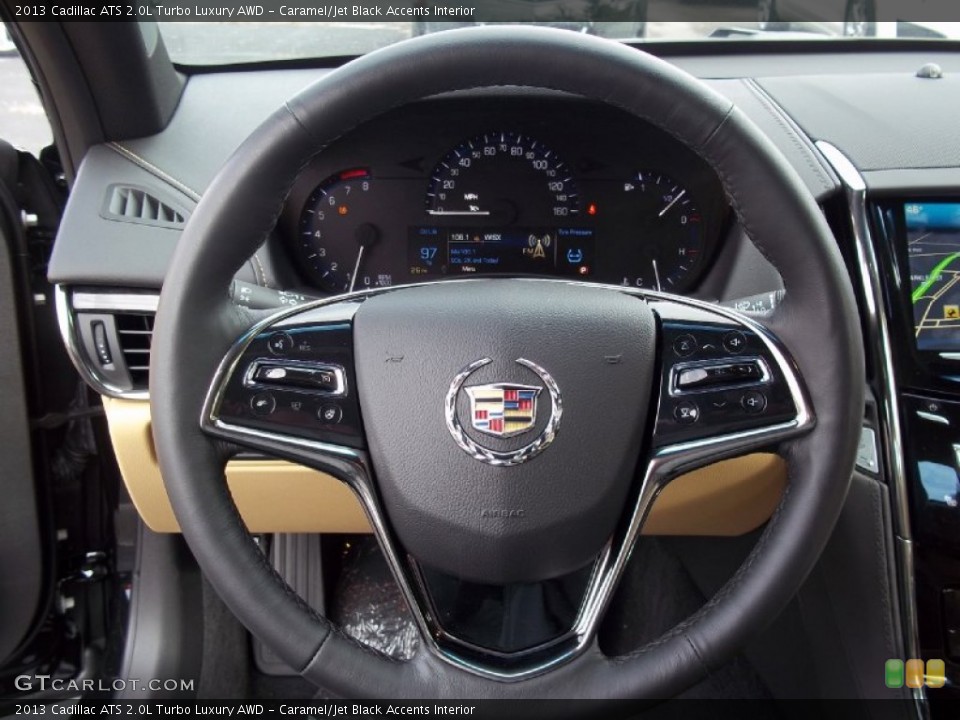 Caramel/Jet Black Accents Interior Steering Wheel for the 2013 Cadillac ATS 2.0L Turbo Luxury AWD #73716948