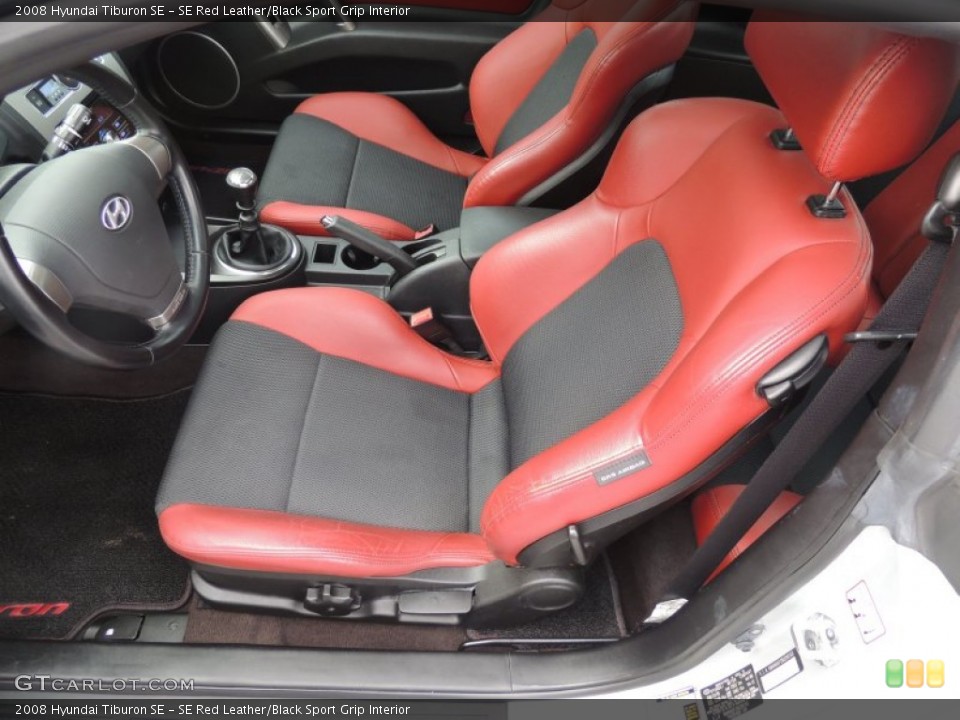 SE Red Leather/Black Sport Grip Interior Front Seat for the 2008 Hyundai Tiburon SE #73718399
