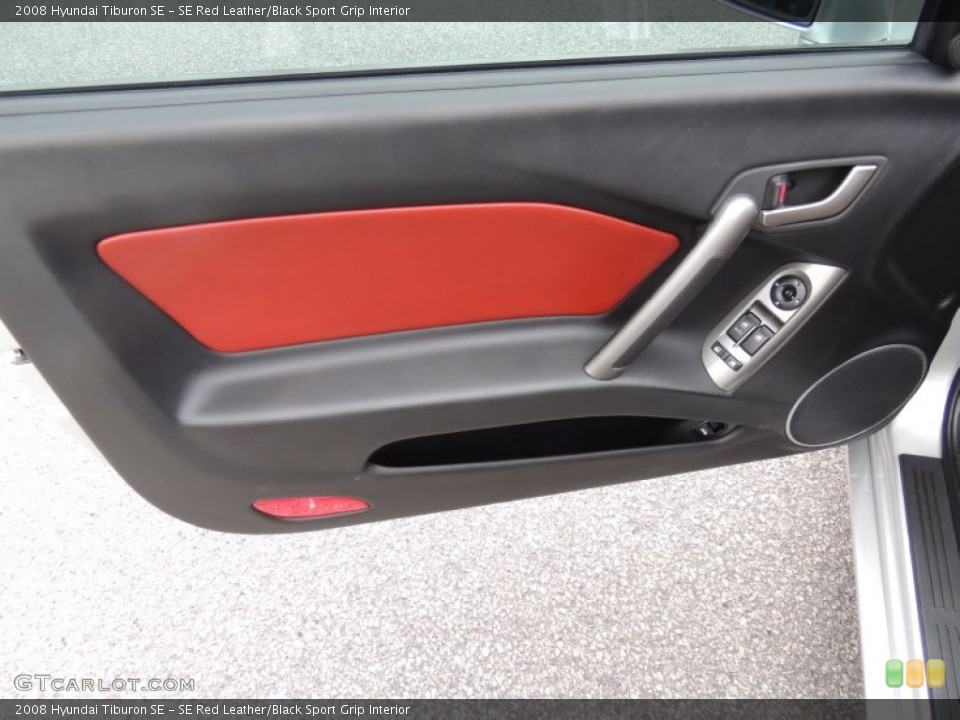 SE Red Leather/Black Sport Grip Interior Door Panel for the 2008 Hyundai Tiburon SE #73718444