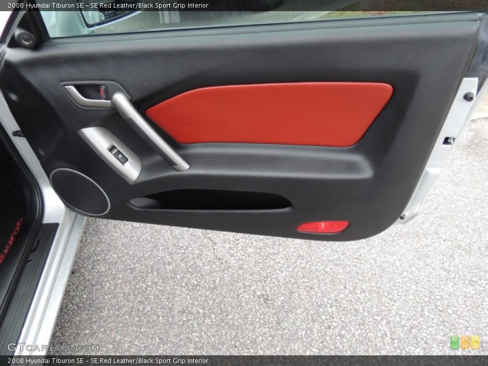 SE Red Leather/Black Sport Grip Interior Door Panel for the 2008 Hyundai Tiburon SE #73718489