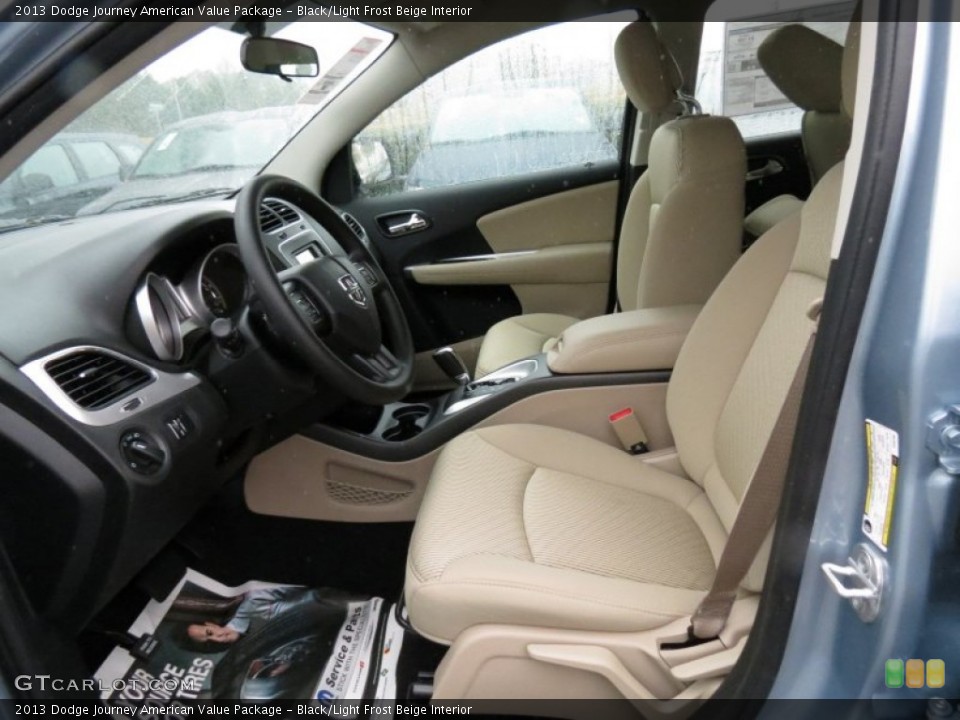 Black/Light Frost Beige Interior Front Seat for the 2013 Dodge Journey American Value Package #73728267