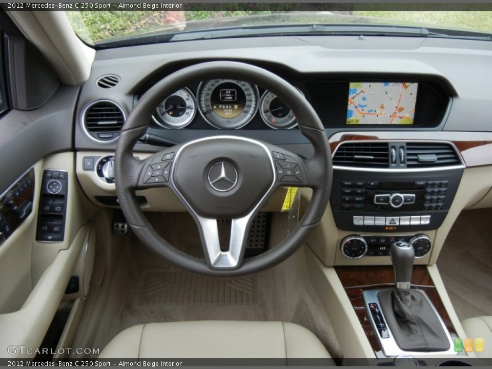 Almond Beige Interior Steering Wheel for the 2012 Mercedes-Benz C 250 Sport #73733777