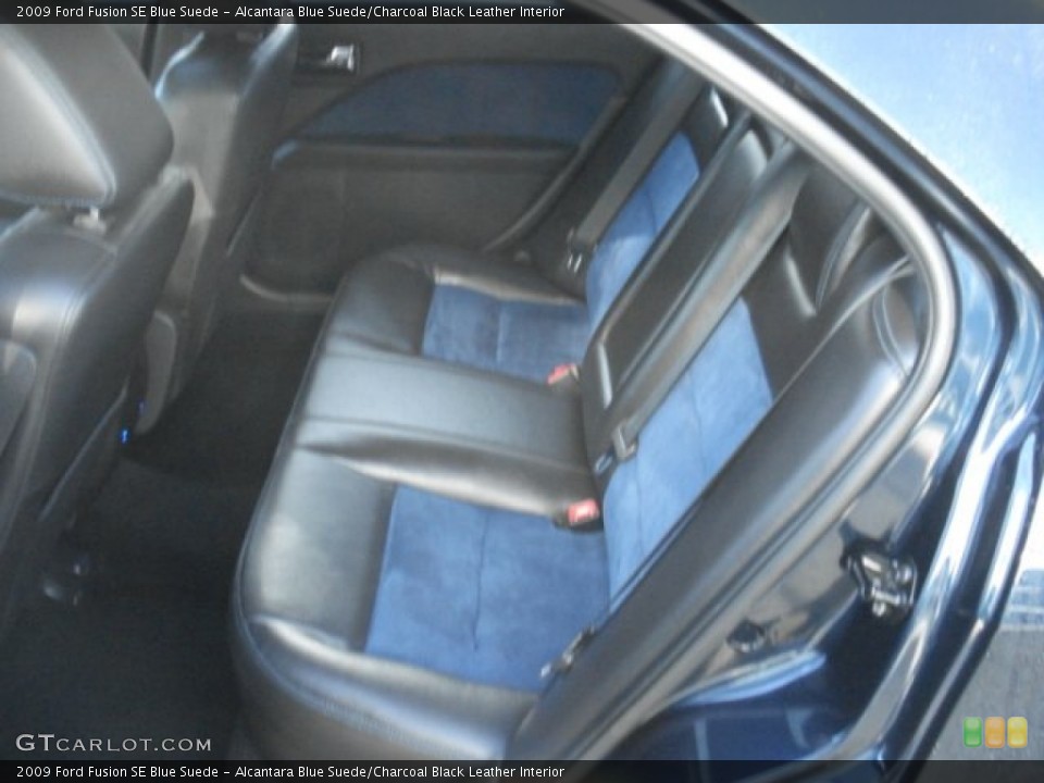 Alcantara Blue Suede/Charcoal Black Leather Interior Rear Seat for the 2009 Ford Fusion SE Blue Suede #73741815