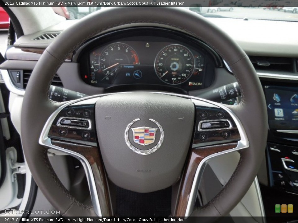 Very Light Platinum/Dark Urban/Cocoa Opus Full Leather Interior Steering Wheel for the 2013 Cadillac XTS Platinum FWD #73748894