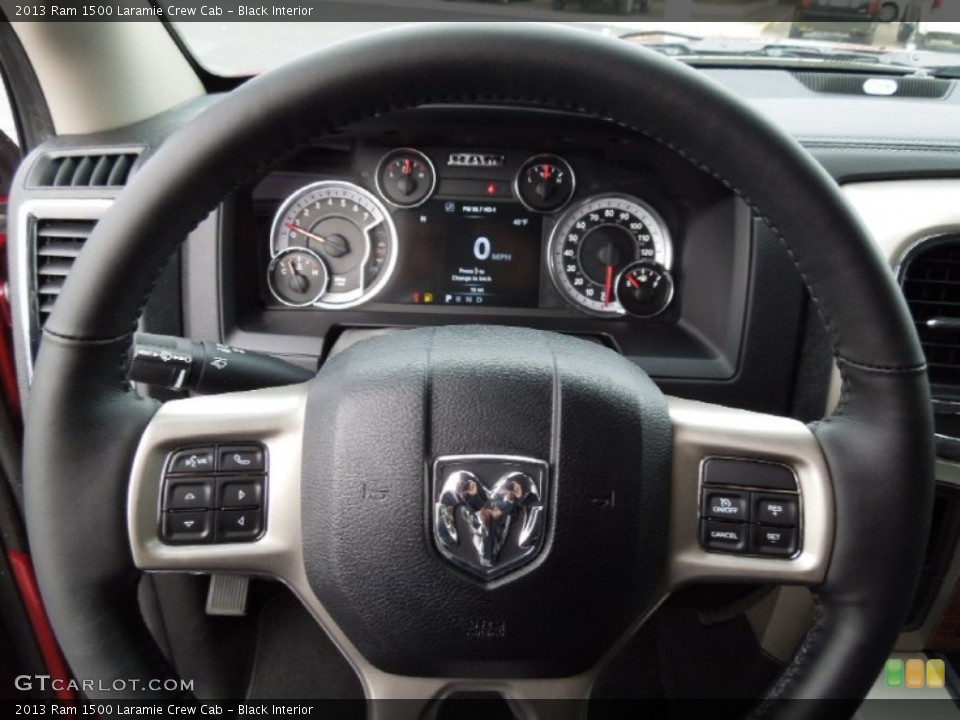 Black Interior Steering Wheel for the 2013 Ram 1500 Laramie Crew Cab #73760569