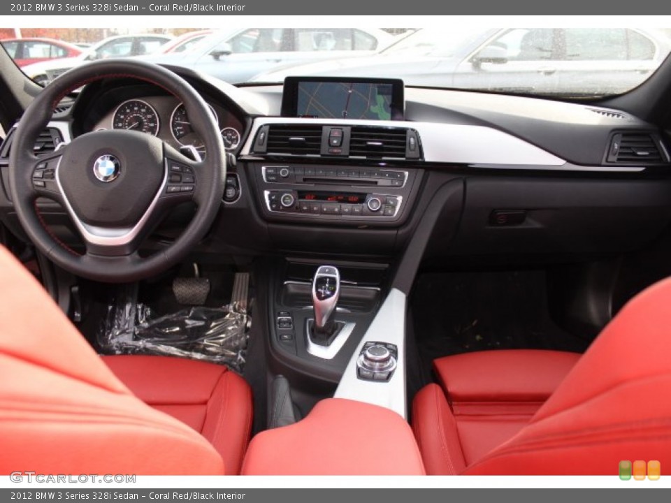 Coral Red/Black Interior Dashboard for the 2012 BMW 3 Series 328i Sedan #73778076