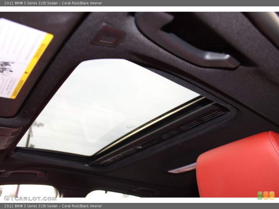 Coral Red/Black Interior Sunroof for the 2012 BMW 3 Series 328i Sedan #73778184