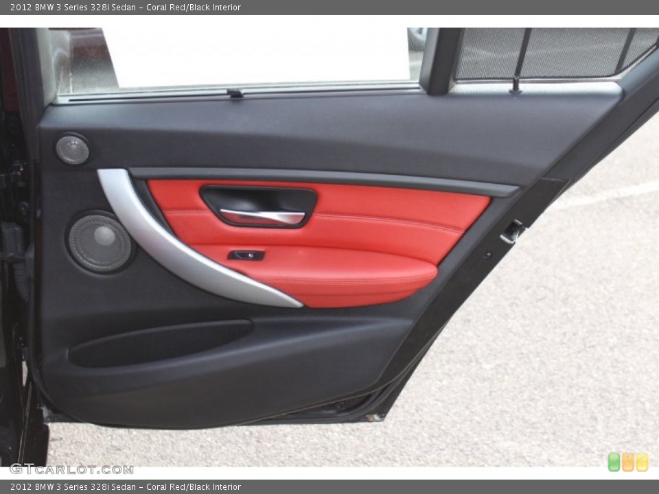 Coral Red/Black Interior Door Panel for the 2012 BMW 3 Series 328i Sedan #73778228