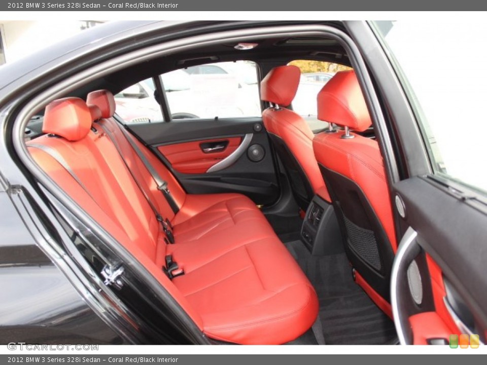 Coral Red/Black Interior Rear Seat for the 2012 BMW 3 Series 328i Sedan #73778246
