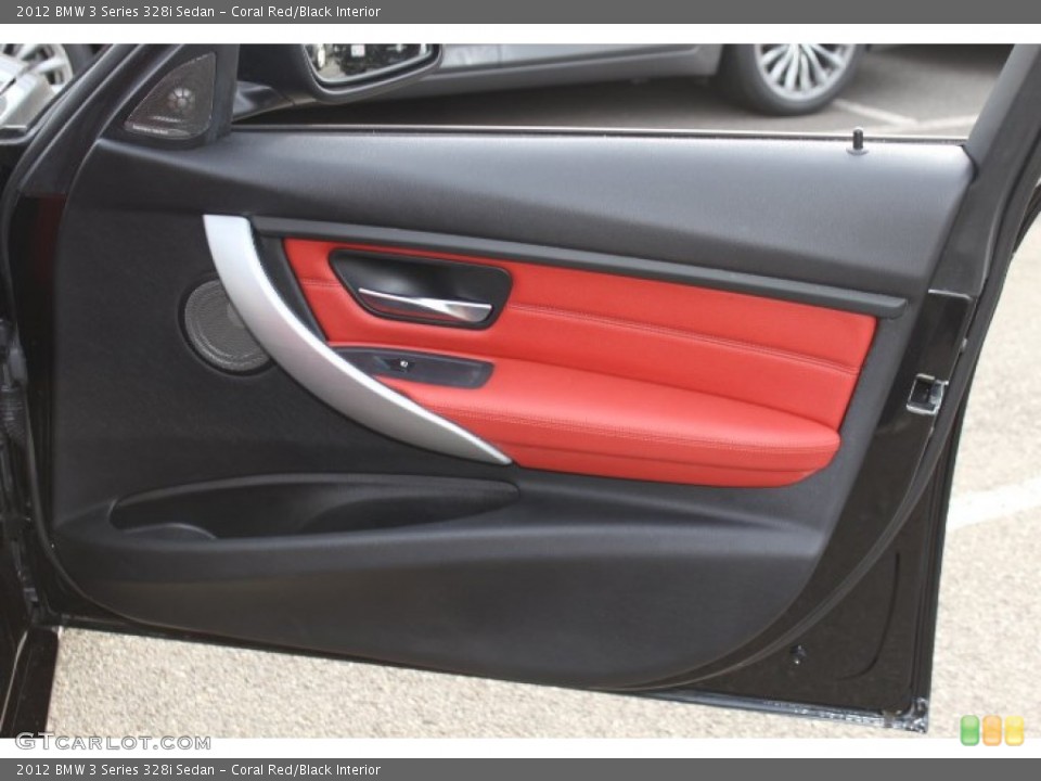 Coral Red/Black Interior Door Panel for the 2012 BMW 3 Series 328i Sedan #73778258