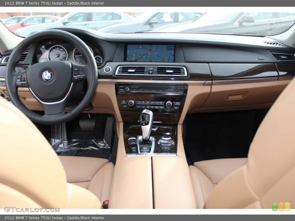 Saddle/Black Interior Dashboard for the 2012 BMW 7 Series 750Li Sedan #73778588