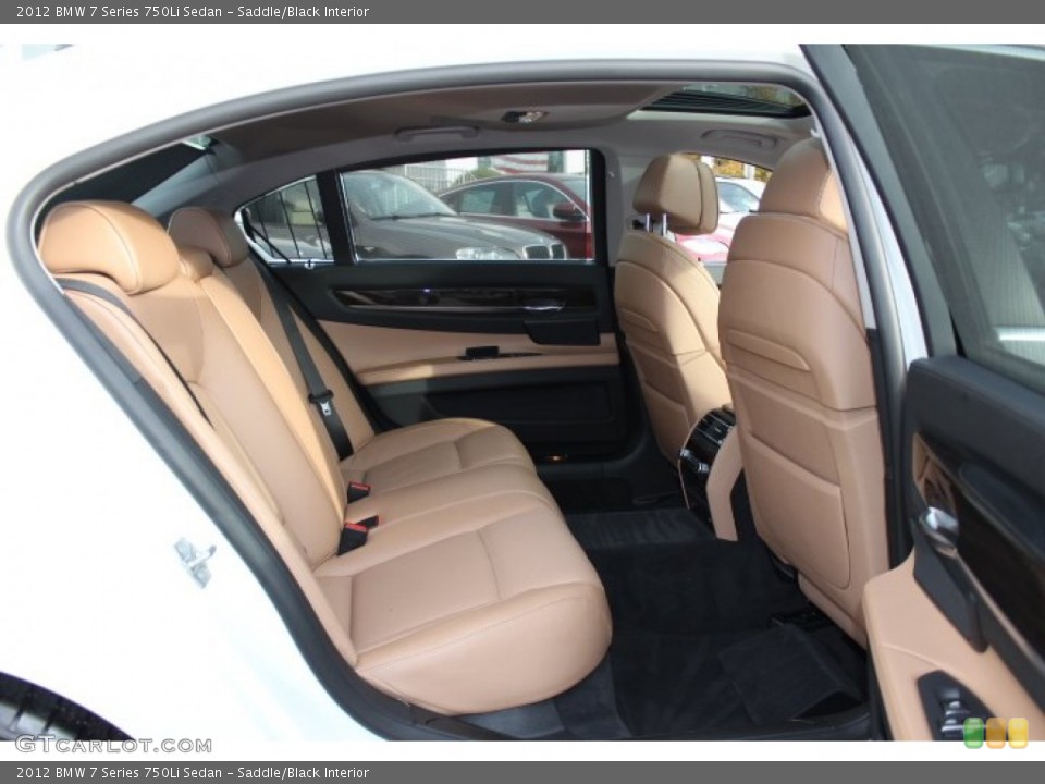 Saddle/Black Interior Rear Seat for the 2012 BMW 7 Series 750Li Sedan #73778750