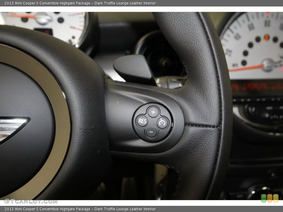 Dark Truffle Lounge Leather Interior Controls for the 2013 Mini Cooper S Convertible Highgate Package #73799534