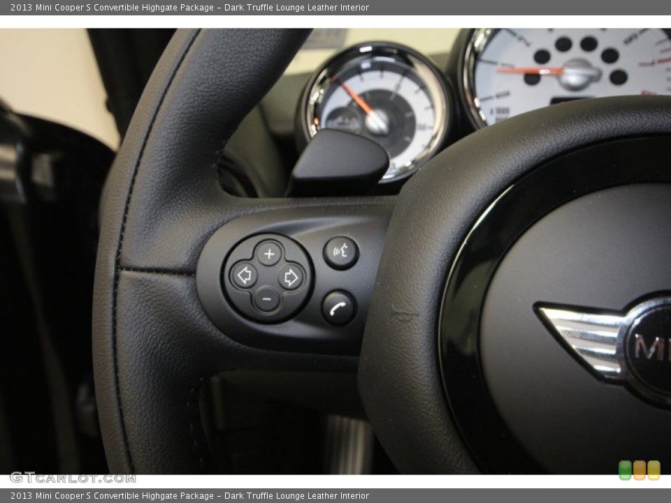 Dark Truffle Lounge Leather Interior Controls for the 2013 Mini Cooper S Convertible Highgate Package #73799547