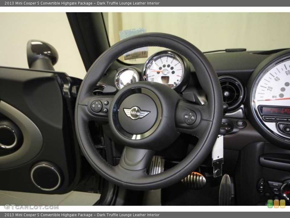 Dark Truffle Lounge Leather Interior Steering Wheel for the 2013 Mini Cooper S Convertible Highgate Package #73799561