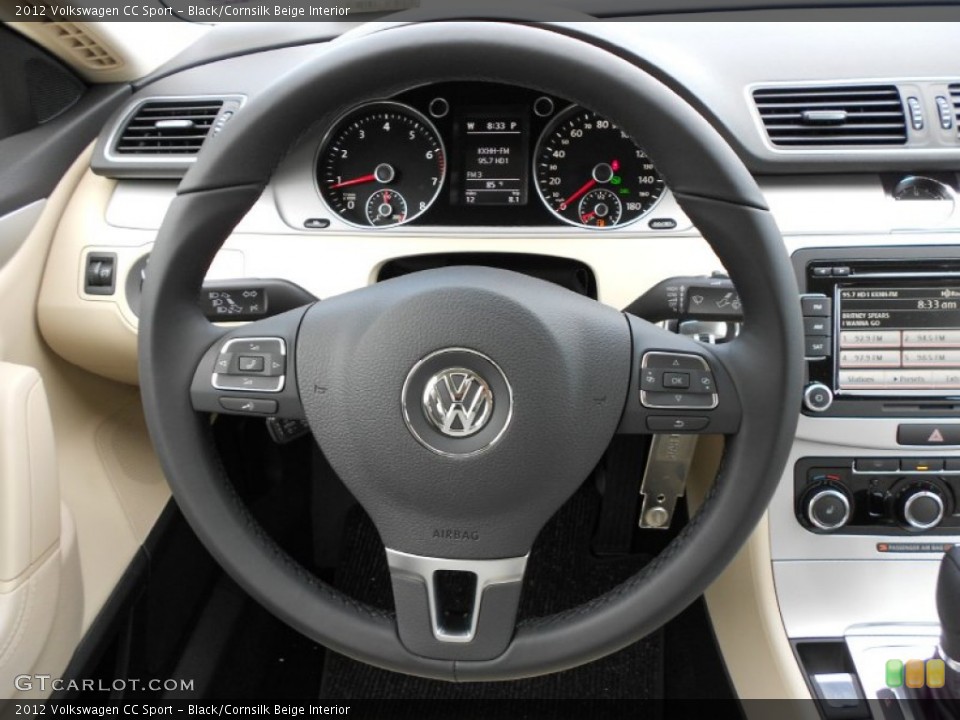 Black/Cornsilk Beige Interior Steering Wheel for the 2012 Volkswagen CC Sport #73802723