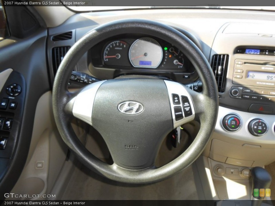 Beige Interior Steering Wheel for the 2007 Hyundai Elantra GLS Sedan #73803407