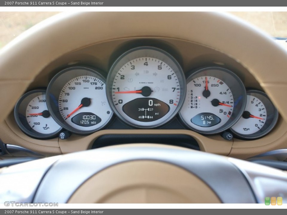 Sand Beige Interior Gauges for the 2007 Porsche 911 Carrera S Coupe #73819917