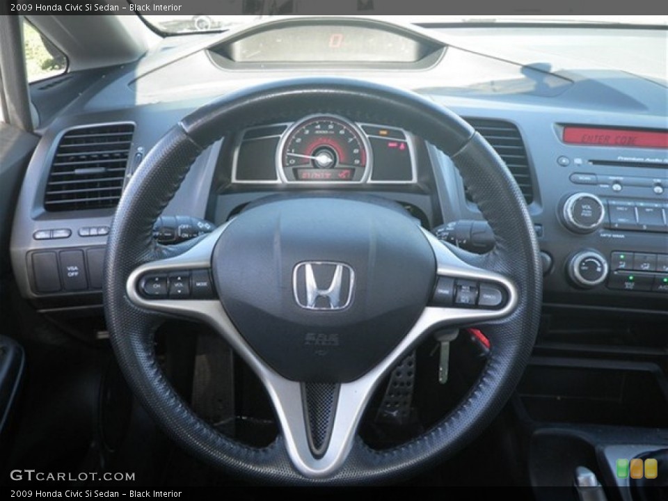 Black Interior Steering Wheel for the 2009 Honda Civic Si Sedan #73821719